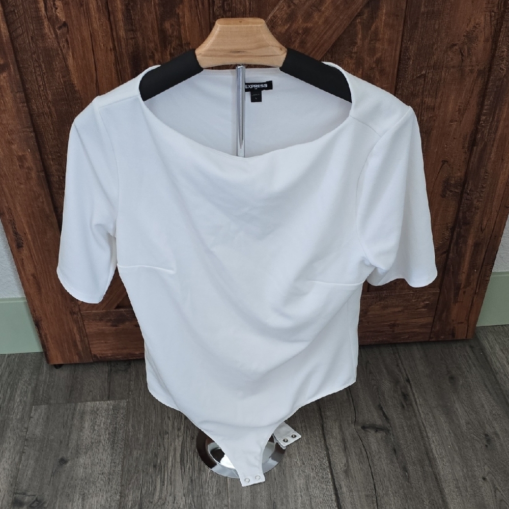 Express White Fitted Bodysuit